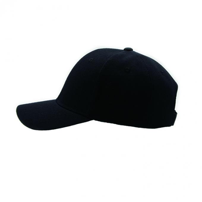 Casquette de baseball noire faite sur commande de plaine réglable extérieure, les casquettes de baseball des hommes